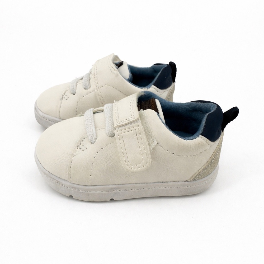 Carter's Every Step Kyle First Walker Sneakers White Navy Size 2.5 Hook & Loop